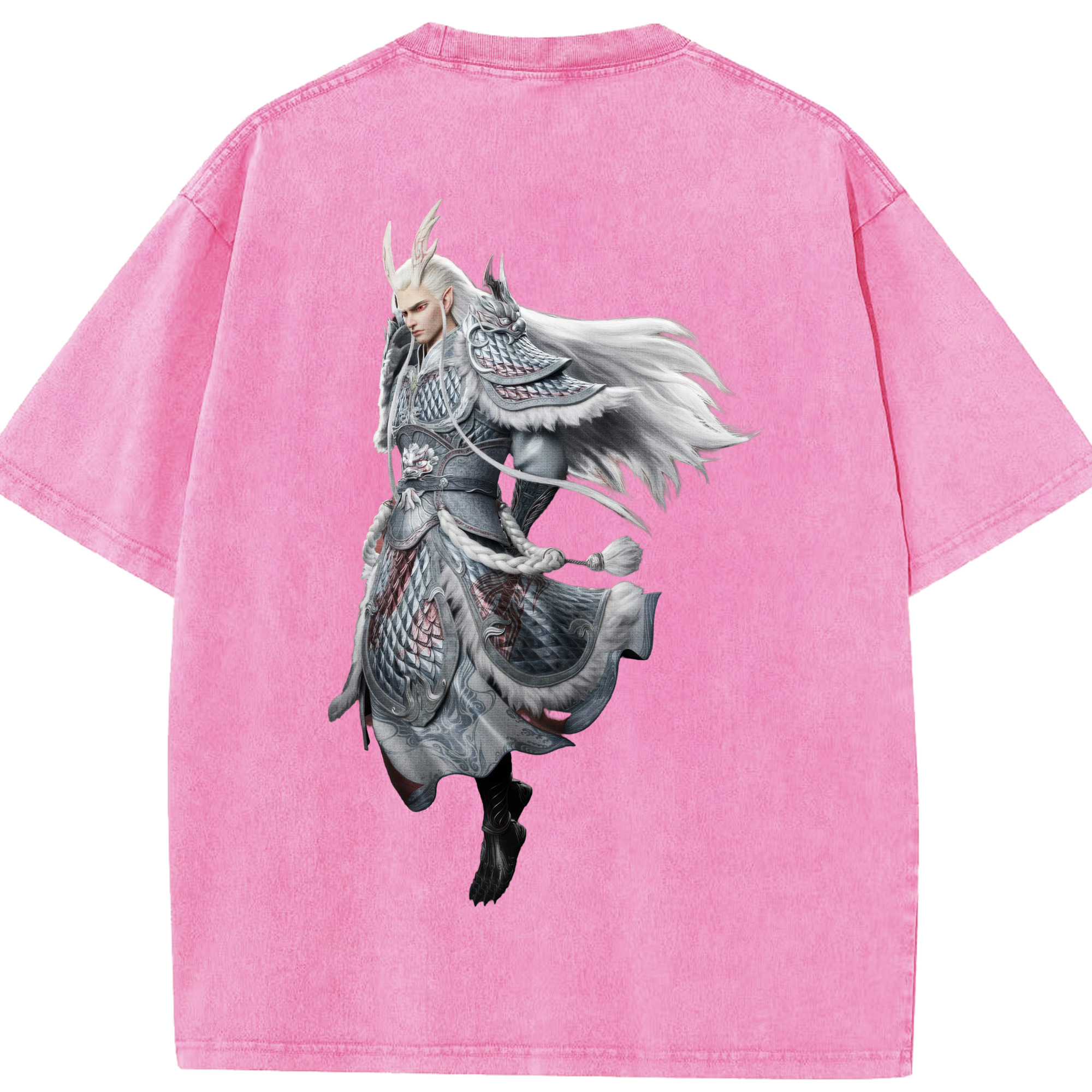 （画像用） Ne Zha 2 ナタ 魔童の大暴れ 綿100% ヴィンテージ風 半袖Tシャツ（背面プリント）